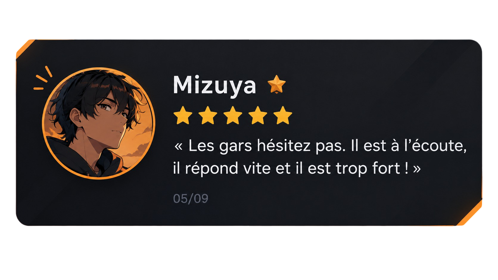 Avis 5 étoiles de Mizuya